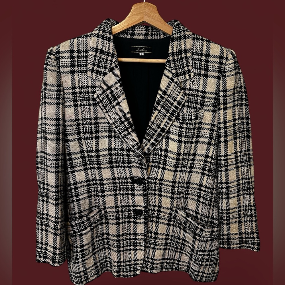 Vintage Plaid Tweed Blazer